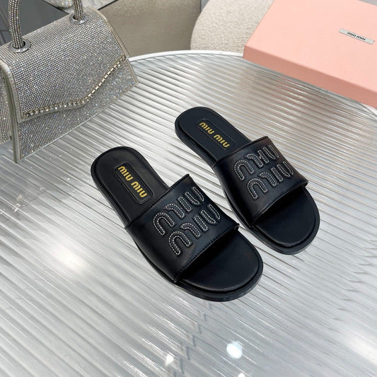 Slippers Black Leather