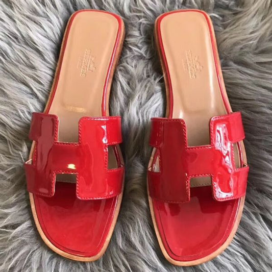 HERM Oran Sandals In Red Patent Leather