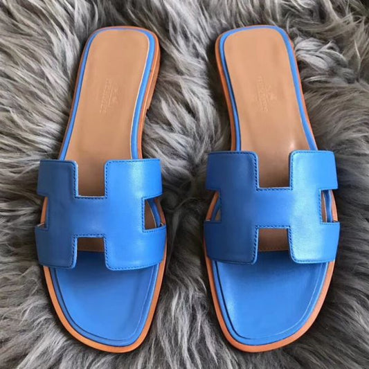 HERM Oran Sandals In Blue Swift Leather