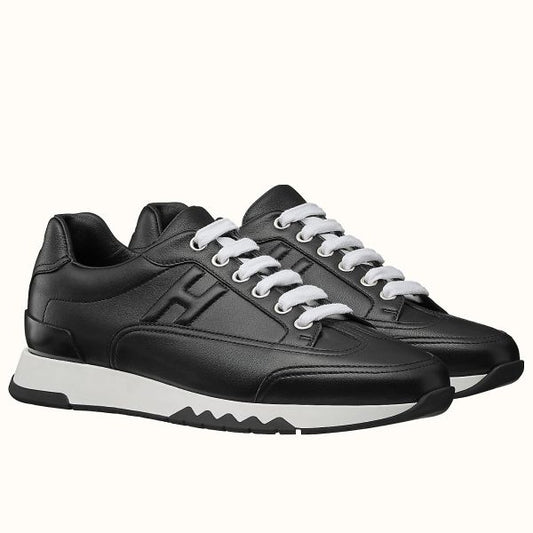 HERM Men's Trail Sneakers In Black Calfskin Leather