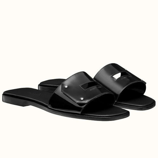 HERM View Sandals In Black Patent leather