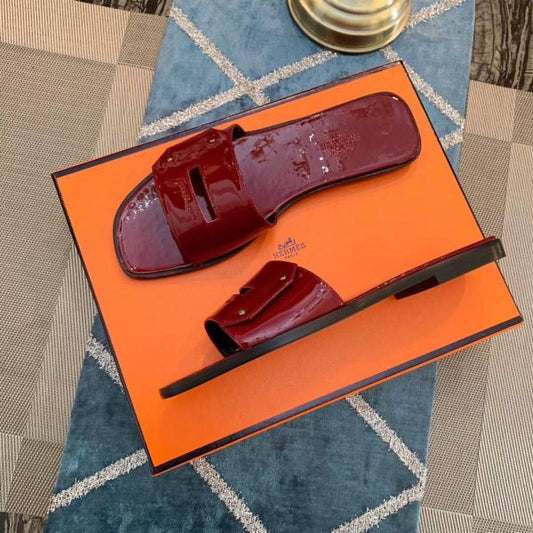HERM View Sandals In Ruby Patent Leather
