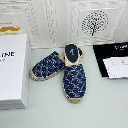 NEW FLAT FISHERMAN SANDALS NAVY BLUE COTTON CANVAS