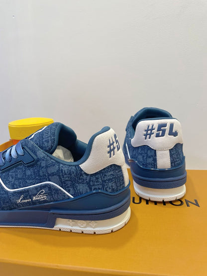TRAINER SNEAKER IN CLASSIC BLUE MONOGRAM DENIM FABRIC