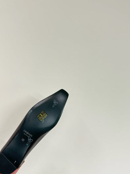 BALLERINA FLATS IN MAHAGANY RED PATENT CALFSKIN
