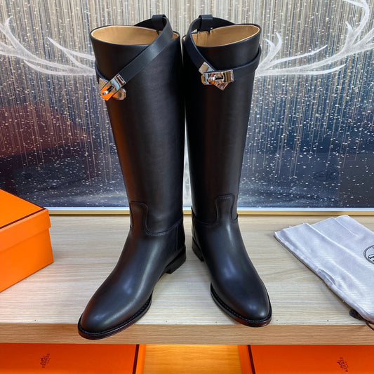 KNEE HIGH BOOTS IN BLACK CALFSKIN