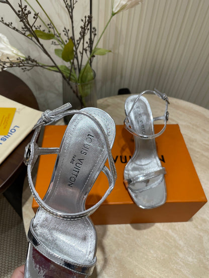 6AM HIGH SANDAL 95 MM IN SILVER LAMBSKIN